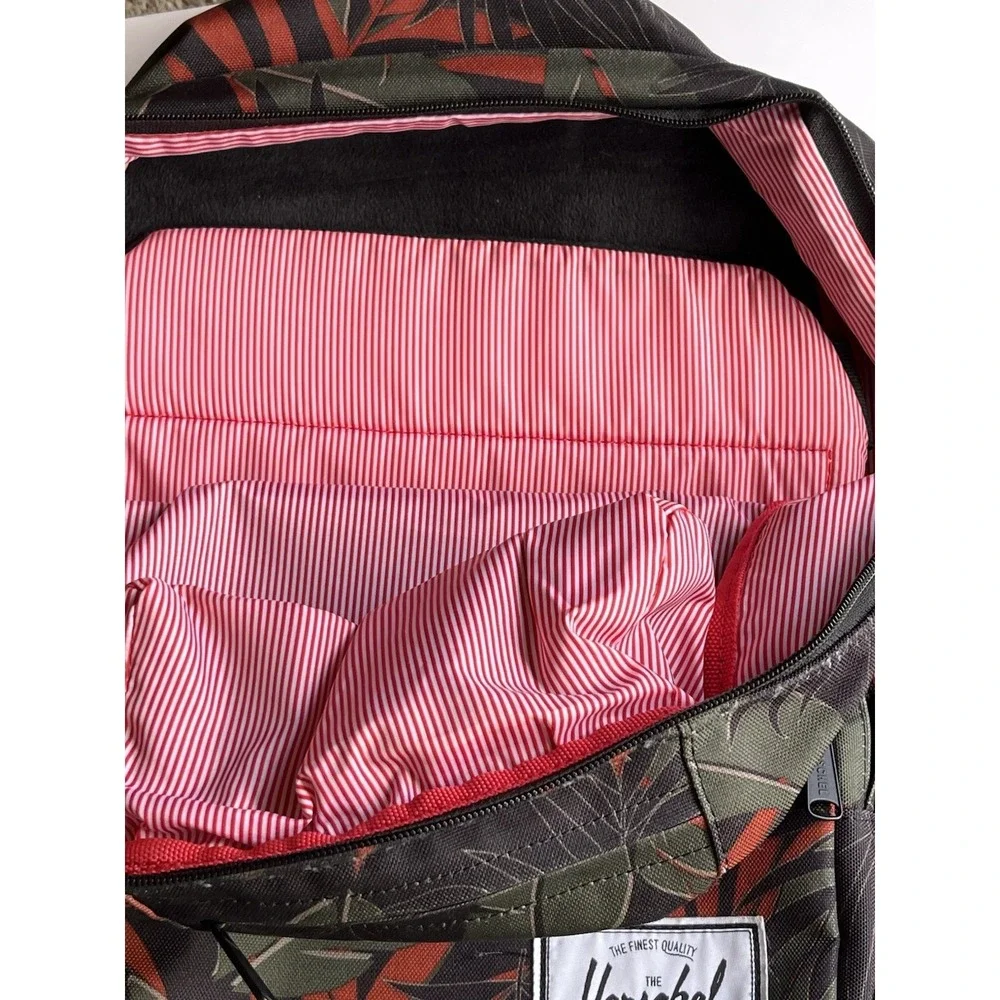 Herschel Supply Co. Backpack Unisex OS Green Orange Tropical Leaf Print Canvas‎